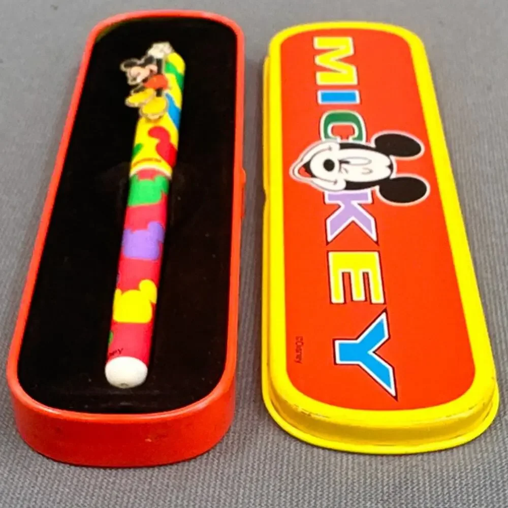 VTG 1995 Mickey Mouse Unlimited Collectible Pentech Ceramick Roller Ball Pen Tin